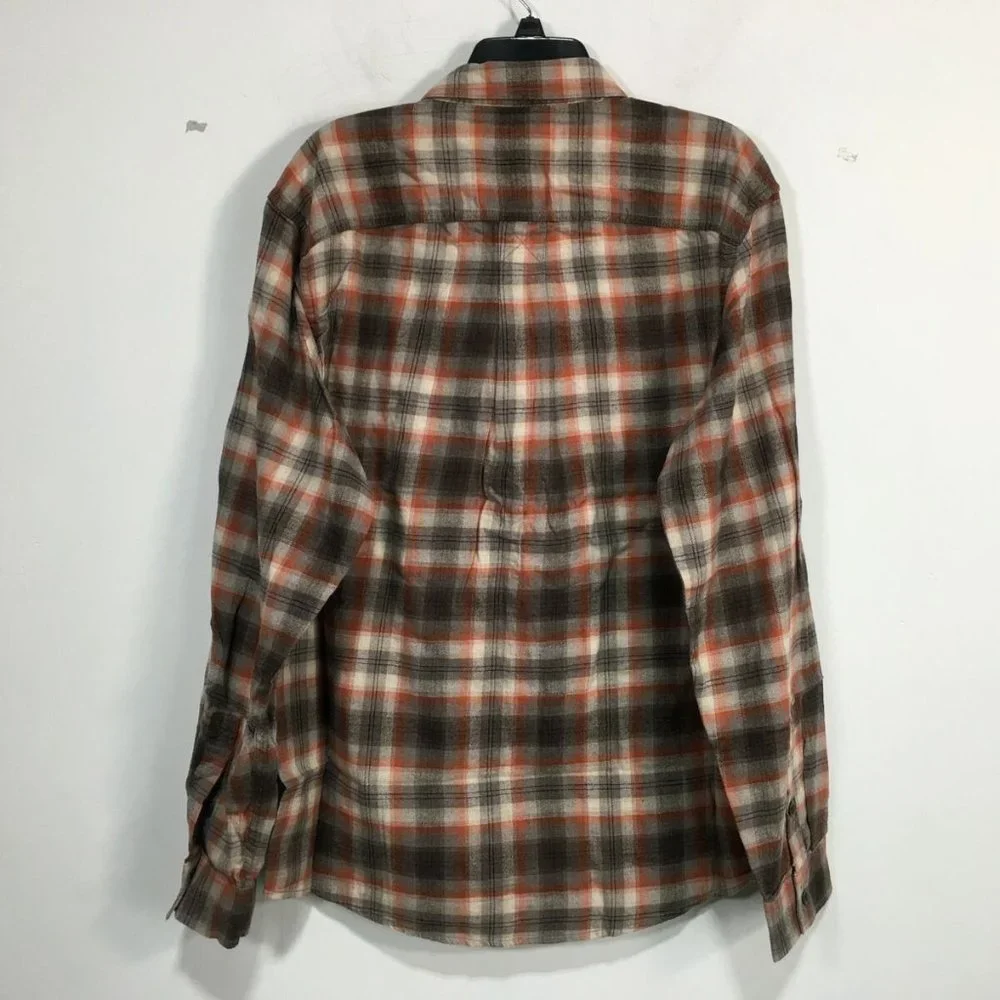 G.H. Bass & Co. Long Sleeve Plaid Button Up Shirt, Men's Size L - Orange/Brown - Picture 2 of 8